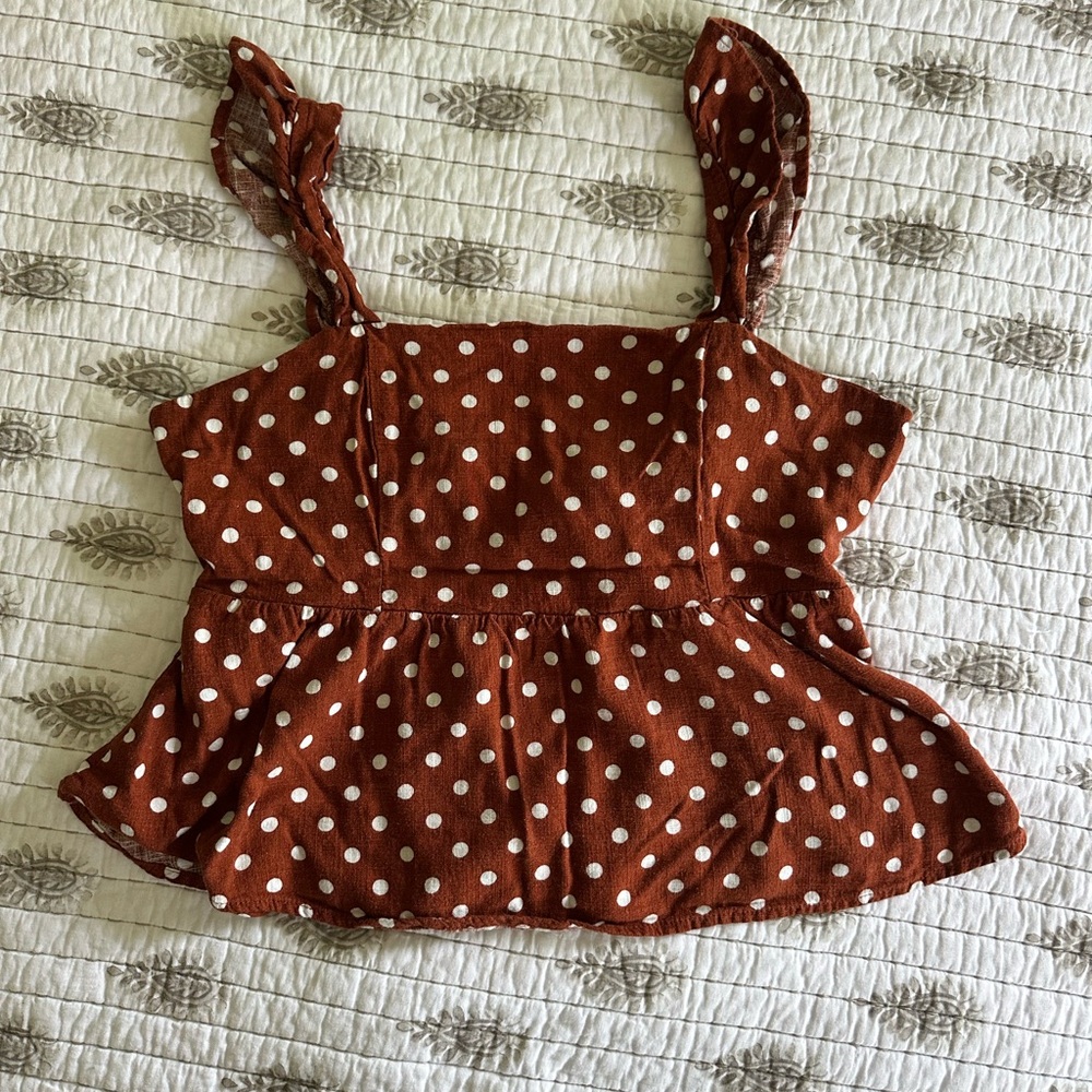 Brown Polka Dot Baby-Doll Tank